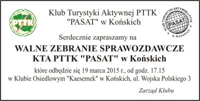 Walne Zebranie Sprawozdawcze KTA PTTK "PASAT"